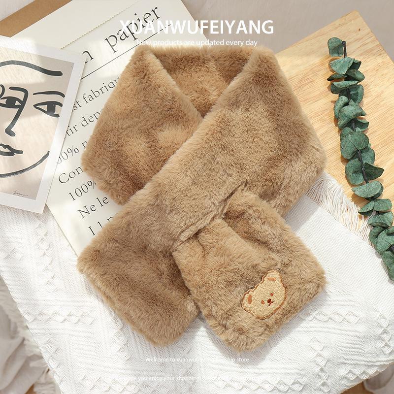 Плюшевый шарф в корейском стиле «Феникс» — милый, толстый, теплый, искусственный мех кролика, универсальная зимняя защита шеи