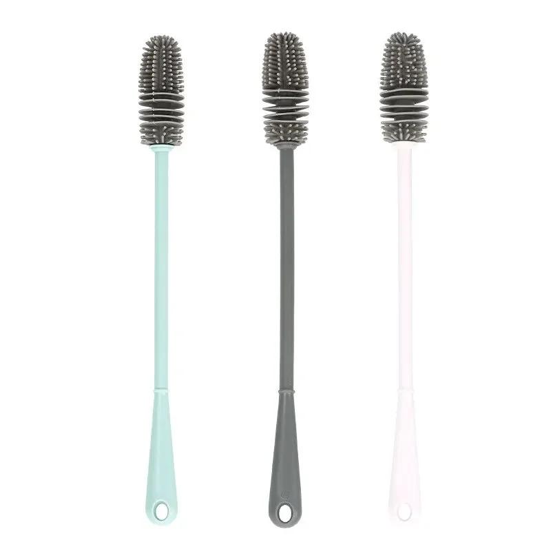Silicone Long Handled Cup Brush Insulated Cup Cleaning Brush Long Handled Cup Brush Milk Bottle Corners Kitchen Cleaning Brush