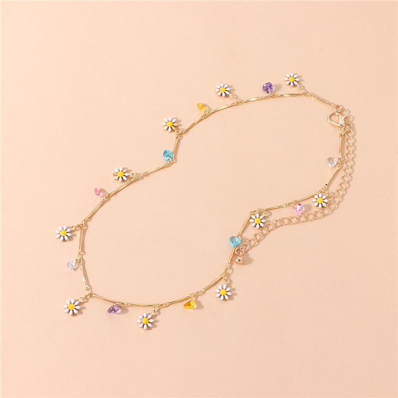 Красочное ожерелье из бисера для женщин, массивное короткое колье с цветком ромашки, праздничные украшения, Новая Корея