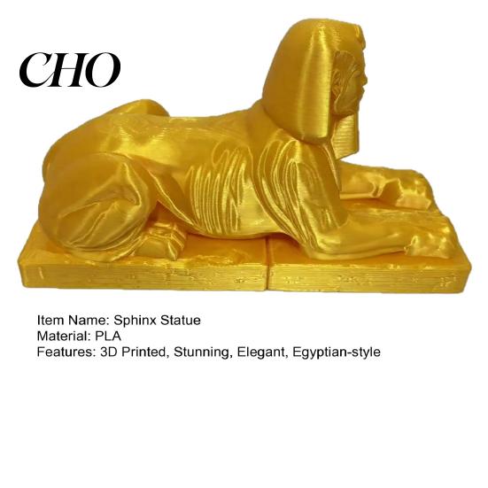 Golden Sphinx Decor Egyptian Collectible Figurine, 3D Printed Mini Statue, Vintage Egypt Souvenir Ornament for Home Desktop Decoration Luxury