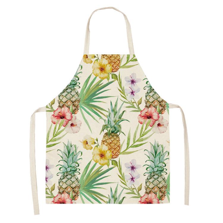 Tropical Plants Kitchen Aprons For Women Home Flower Baking Baking Cafe Cotton Linen Cleaning Aprons 38x47cm