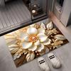 Коврик для пола 3D Цветочный узор Нескользящая резиновая основа Абсорбирующий Быстросохнущий коврик Ванная комната Кухня Прачечная Дверной ковер