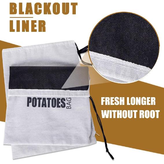 TOGETRUE Potato Onion Storage Bag, Fabric Onion and Potatoes Storage Bag, Washable Garlic Potatoes Onions Keeper with Drawstring for Pantry, 2 Pack