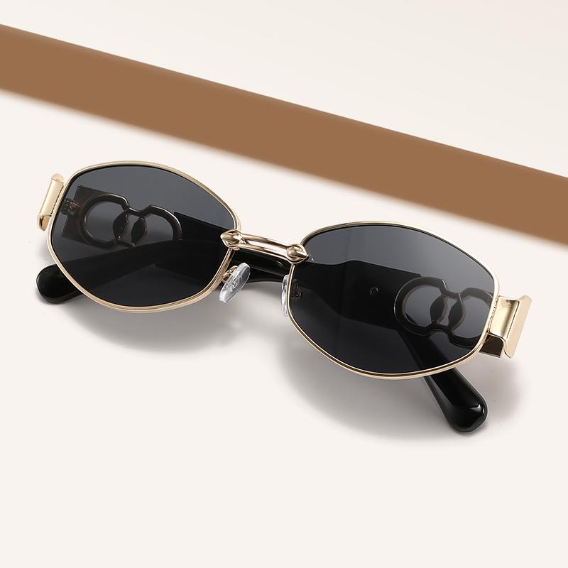 Retro Metal Oval Glasses for Men and Women Fashion High-end Trend Sun Protection Sunshade Outdoor Sunscreen Eyewear