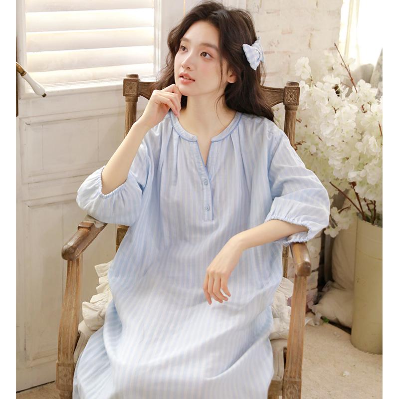 Chuanliu Women's 9-inch Sleeve Sleeping Skirt Home Clothes
