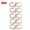 5Pcs Outdoor Camping S Type Carabiner With Lock Mini Keychain Hook Anti-Theft