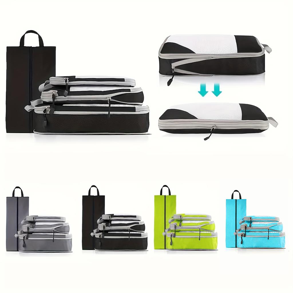 4 Pcs Travel Luggage Compression Bags, Lightweight Versatile Storage Bags, Dustproof Organizers With Handle