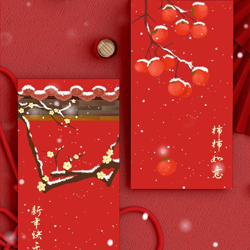 6pcs Hongbao New Year Red Envelopes Traditional Lucky Money Packets Children Money Pocket  Bonus