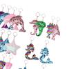 20Pcs Mermaid Sequin Keychains, Sparkling Flip Sequin Ocean-Themed Key Rings, Starfish Turtle Fish Tail Animal Shapes