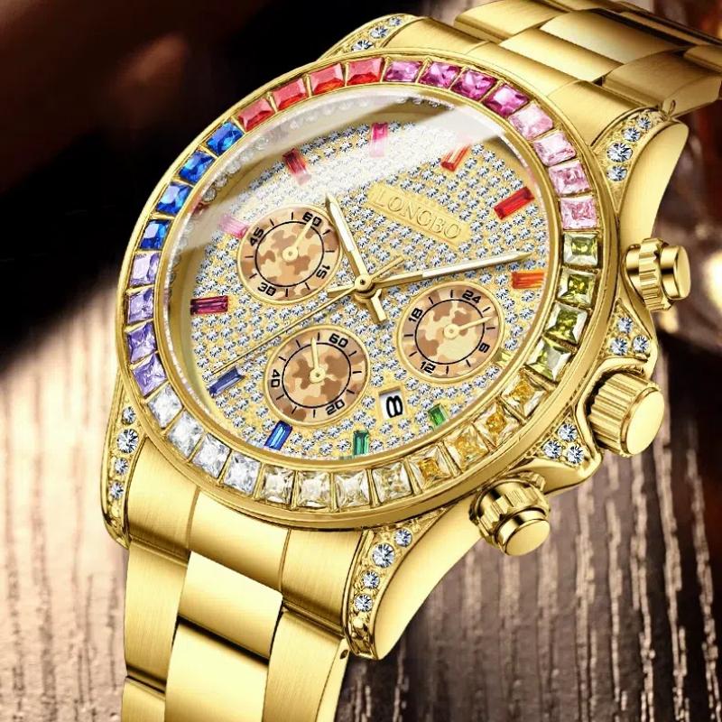 Men's Three Eyed Decorative Plate Business Luxury Fashion Watch Waterproof Calendar Quartz Watch