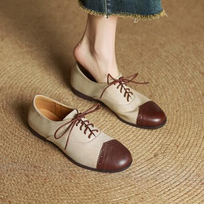 Новая женская модная обувь на все четыре сезона, повседневные маленькие кожаные туфли, женская обувь на шнуровке на низком каблуке, мягкая подошва из говяжьей кожи, квадратный каблук, большие размеры
