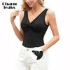Tank Top for Women with Built-in Bra Wide Strap Padded Camisoles V Neck Cami Shirts
