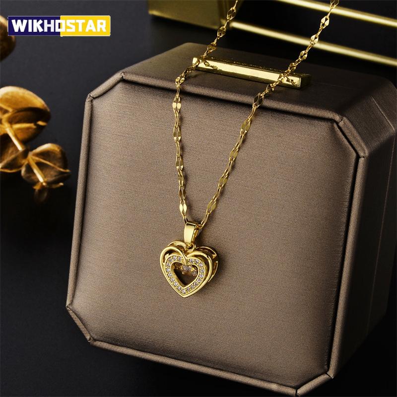 Милое бьющееся сердце кристалл кулон ожерелье для женщин корейская мода нержавеющая сталь ключичная цепочка женские сексуальные свадебные украшения