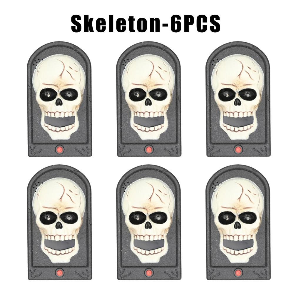 Halloween Pumpkin Light Skull Head Button Sound Haunted House Decoration Glowing Prank Doorbell Prop Scary Fun Party Supplies