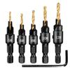 5Pcs Countersink Drill Bit Set Hexagonal Shank for Accurate Wood Boring Effective Debris Removal Carpentry Applications