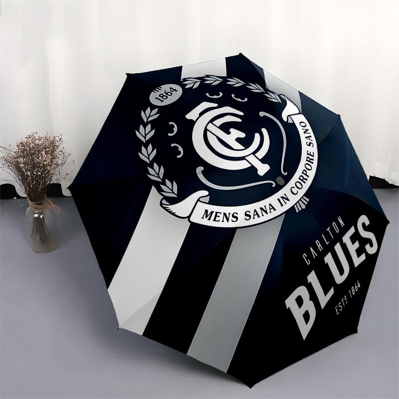 Carlton Blues, AFL Team Crest Automatic Opening and Closing, 8 rib Structure Portable Umbrella, Suitable for Men and Women in All Seasons P