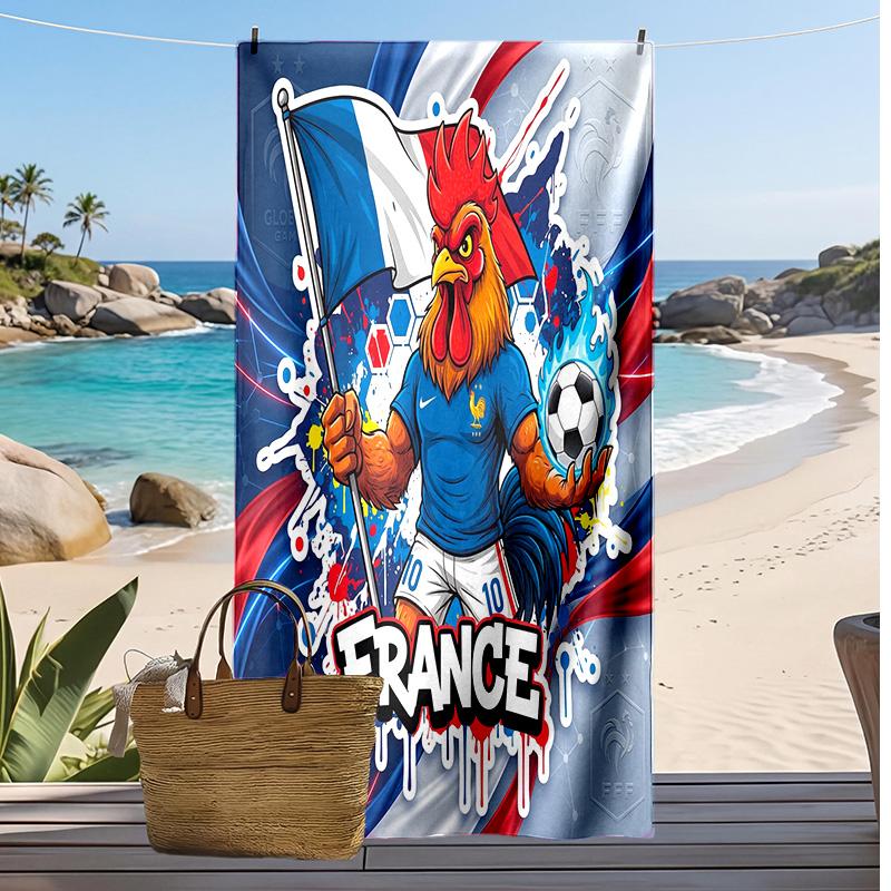 Пляжное полотенце с принтом France Football, быстросохнущее, супервпитывающее, мягкое банное полотенце для плавания, пляжа, путешествий, сувенир, подарок