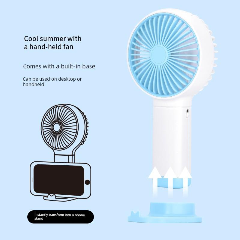 2024 New Model Handheld Mini Fan USB Charging Phone Holder Strong Wind Power Gift Fan Can Be Printed with Logo