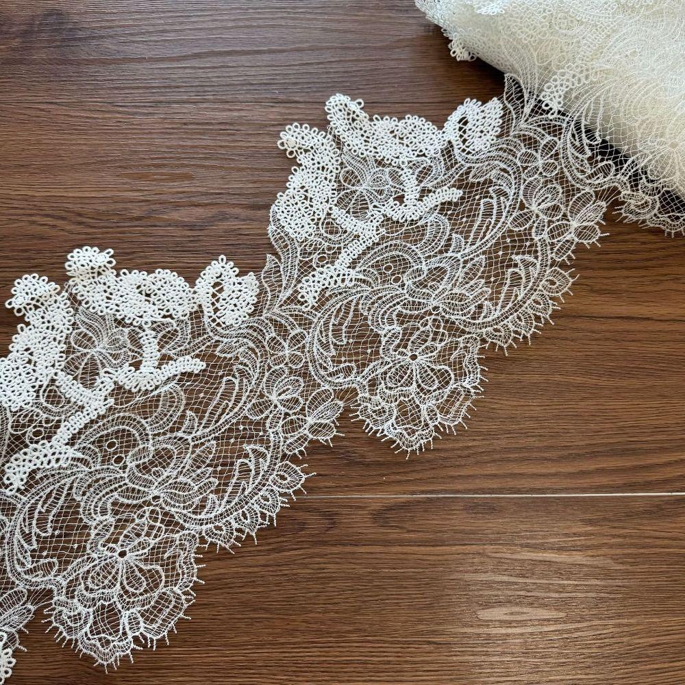 Кружево с вышивкой «Бородатый край» 1 ярд Рыбья шелковая кружевная ручная работа Ажурное кружево Свадебное платье