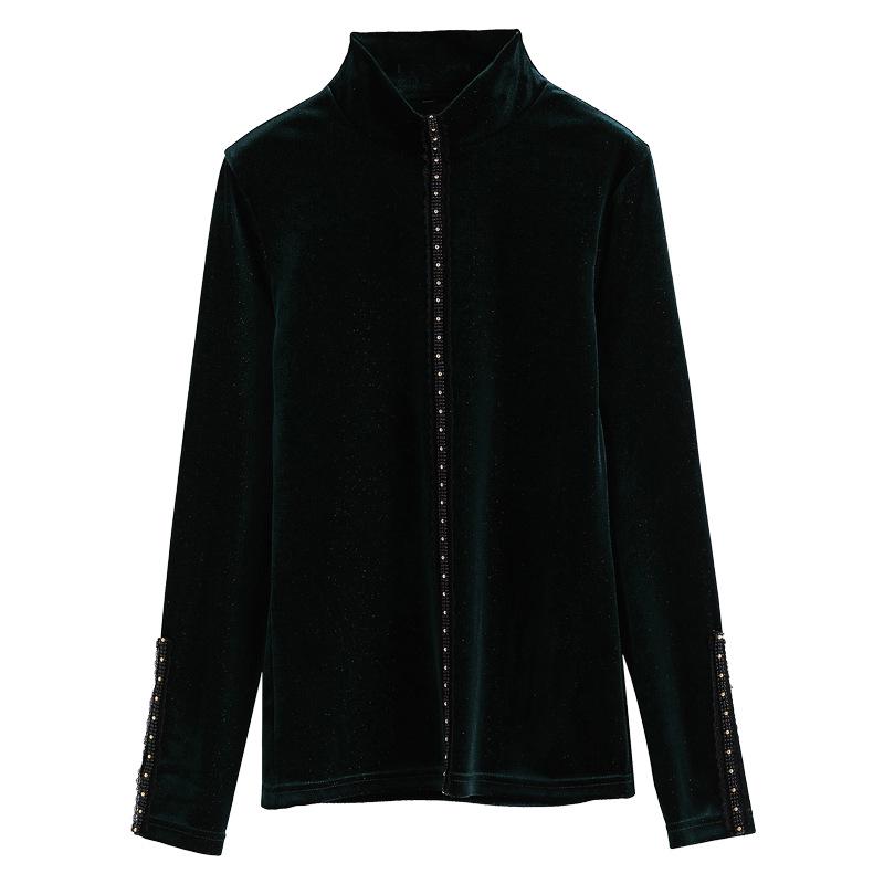 Женская элегантная водолазка с длинными рукавами из золотистого бархата - коллекция осень/зима 2023 г.