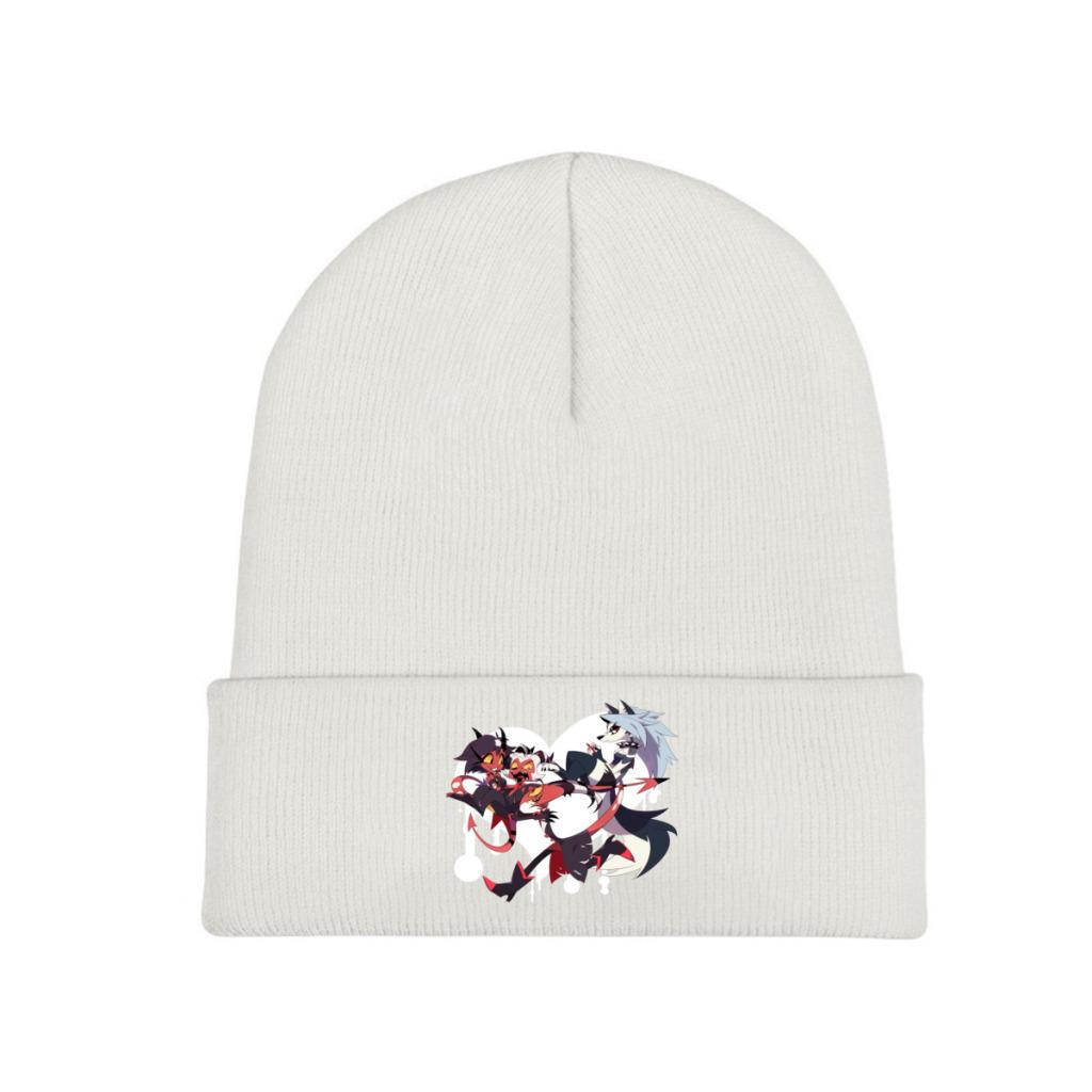 Helluva Boss Blitzo Loona Moxxie Knitted Caps for Women Unisex Skullies Beanies Autumn Winter Hats Cartoon Anime Casual Melon Cap