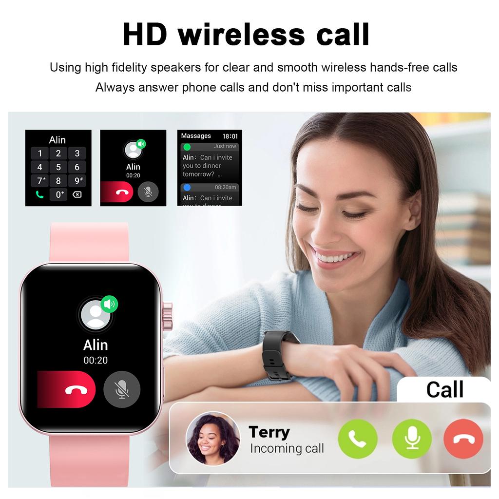 Умные часы с беспроводным вызовом Bluetooth, монитор сна, мультиспортивный режим, трекер активности, совместимый с Android и IPhone