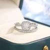 2Pcs Oval Crystal Ring Set Luxury Wedding Rings Fashion Engagement Ring  for Women Men