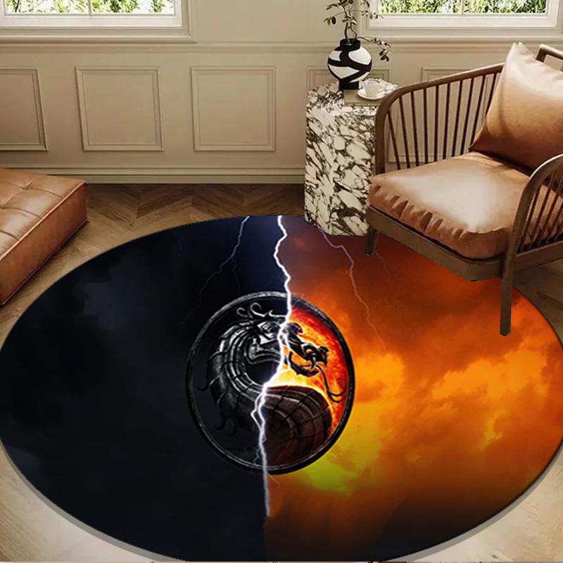 Powerful Warrior Kombat Round Rug for Livingroom,Bedroom, Palyroom, Chair Rug, Area rug, Circle Carpet, Large Size Fan Christmas gift