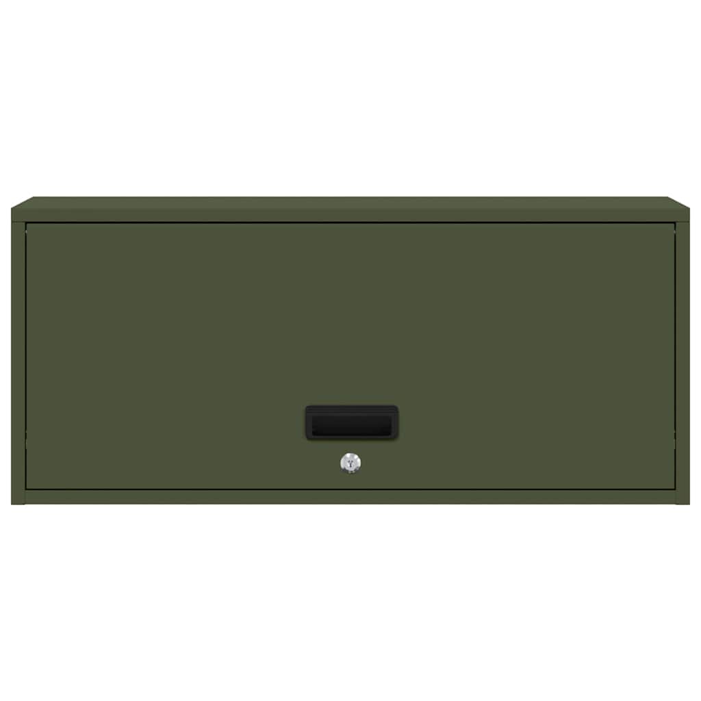 Wall Mounted Garage Cabinet with Gas Spring Door Olive Green