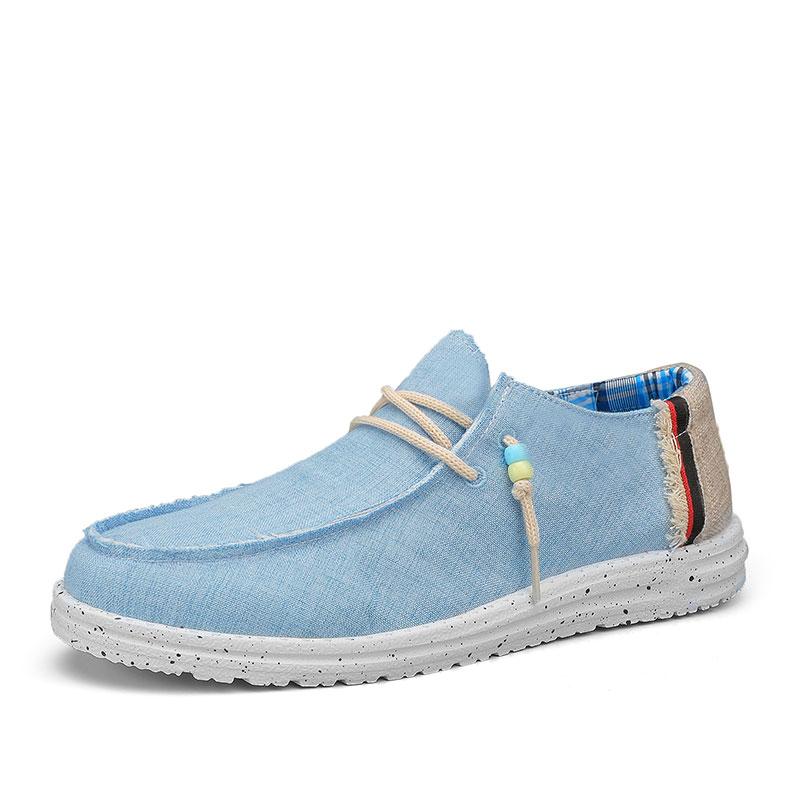 Spring Summer Blue Men's Casual Boat Shoes Lightweight Slip-on Driving Shoes Men Low-cut Breathable Canvas Men Shoes Loafers