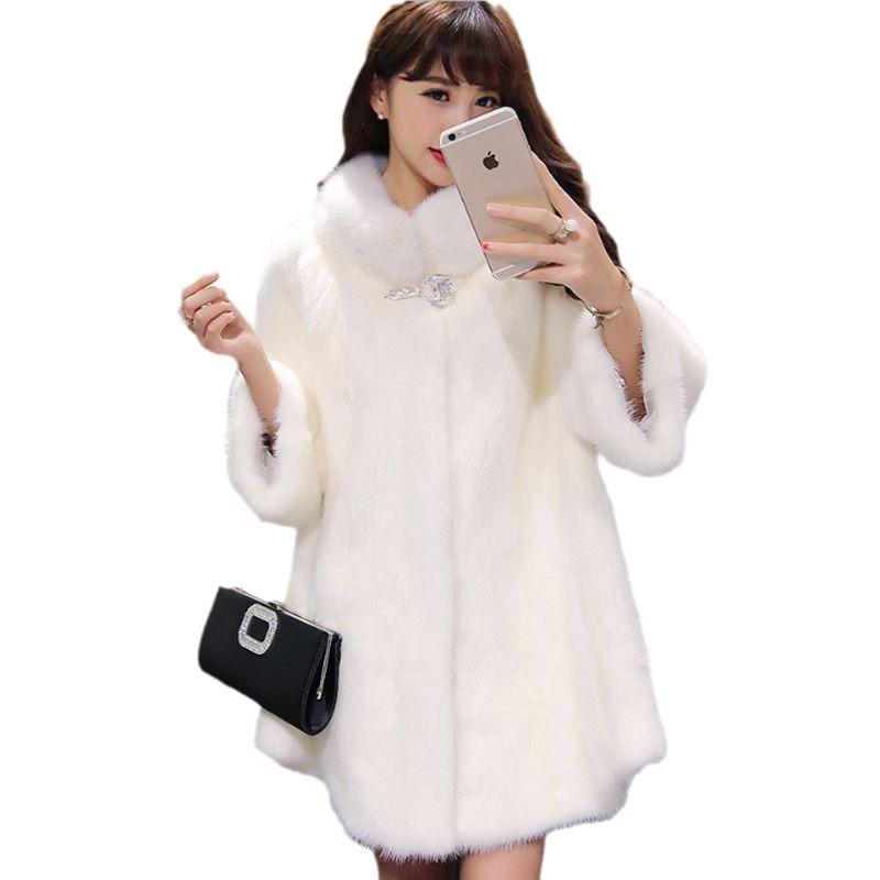 Зимняя новая искусственная шуба средняя и длинная имитация меха кролика