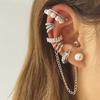 1 Set Ear Clips Pearl Non-piercing Rhinestone Different Shape Faux C-shaped Ear Decoration Jewelry