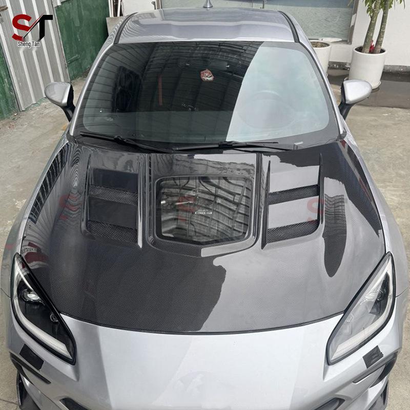 Compatible Carbon Fiber Hood with Transparent Glass Style for Toyota GR86 & Subaru BRZ.