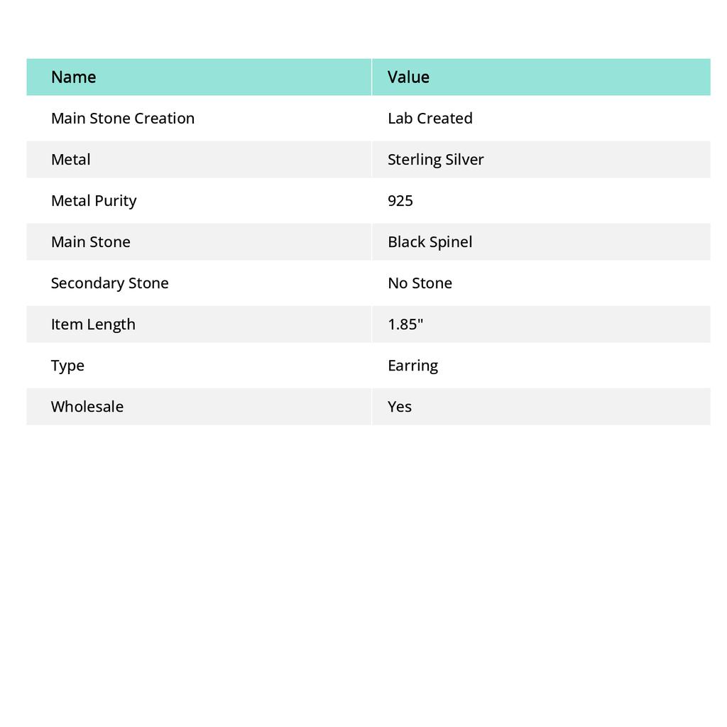Серьги из стерлингового серебра 925 пробы с натуральным черным камнем шпинелью 1,85 дюйма j1M29