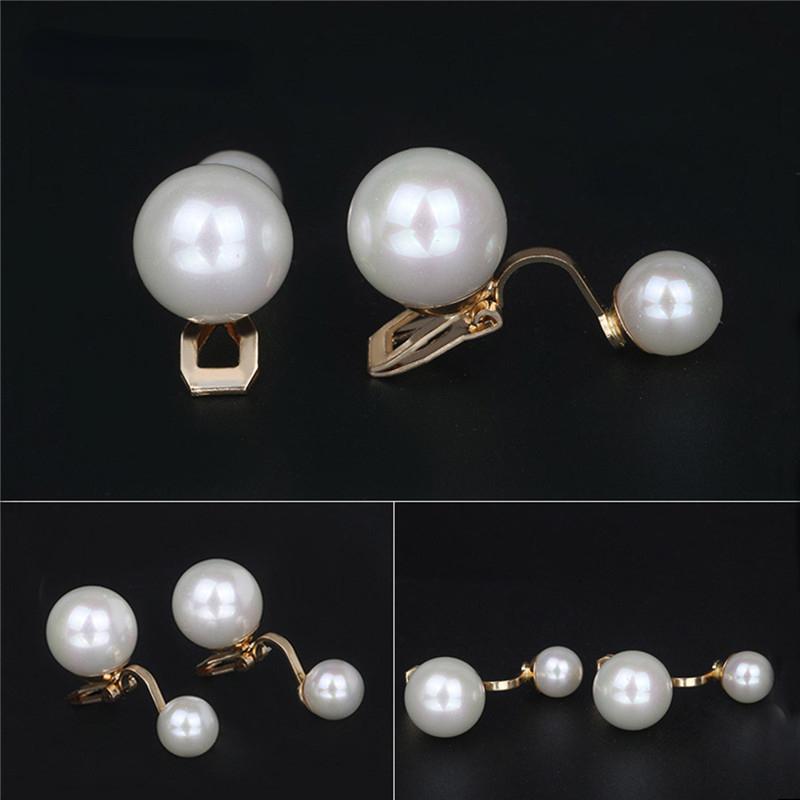 2 цвета, новые серьги-клипсы с двойным искусственным жемчугом без пирсинга для женщин, свадебные роскошные свадебные серьги