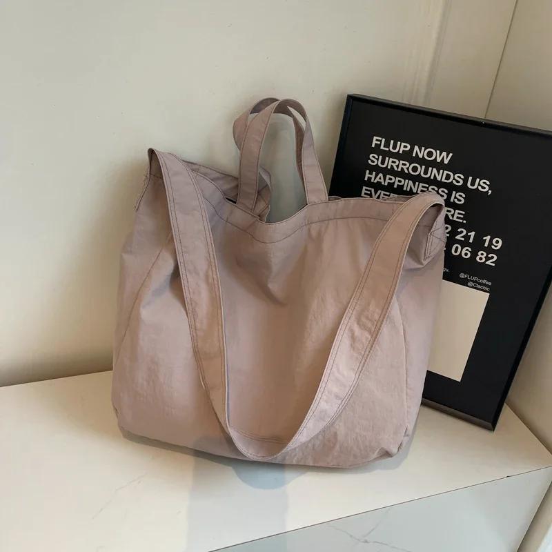 Solid Color Nylon Zipper Product Women's Tote Bag High Beauty Fashion Handbag Sweet Soft Versatile Popular Shoulder Bag