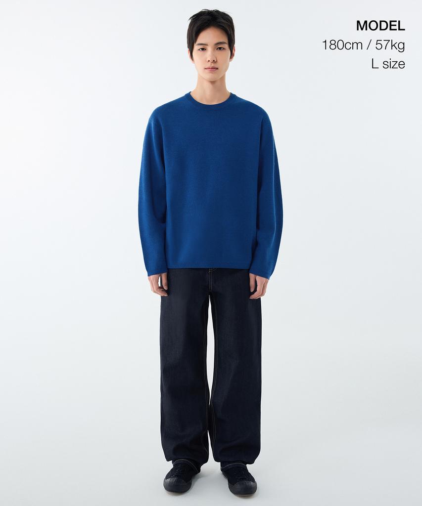 MUSINSA STANDARD Minimal Crew Neck Knit [Blue]