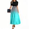 Women's Fashion Casual Belted Short Sleeve Round Neck Printed Elegant Temperament Dresses