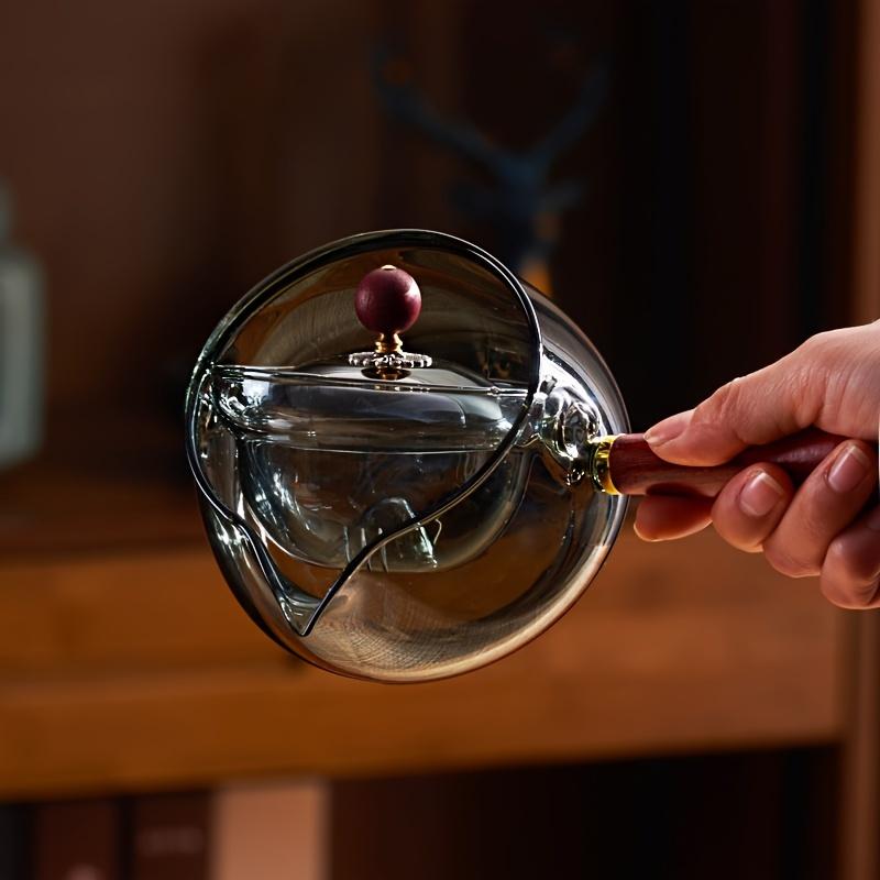 Элегантный стеклянный чайник на 360° с боковой ручкой, 500 мл — идеально подходит для гунфу и японских чайных церемоний дома и в офисе — идеальный подарок любителю чая на все случаи жизни