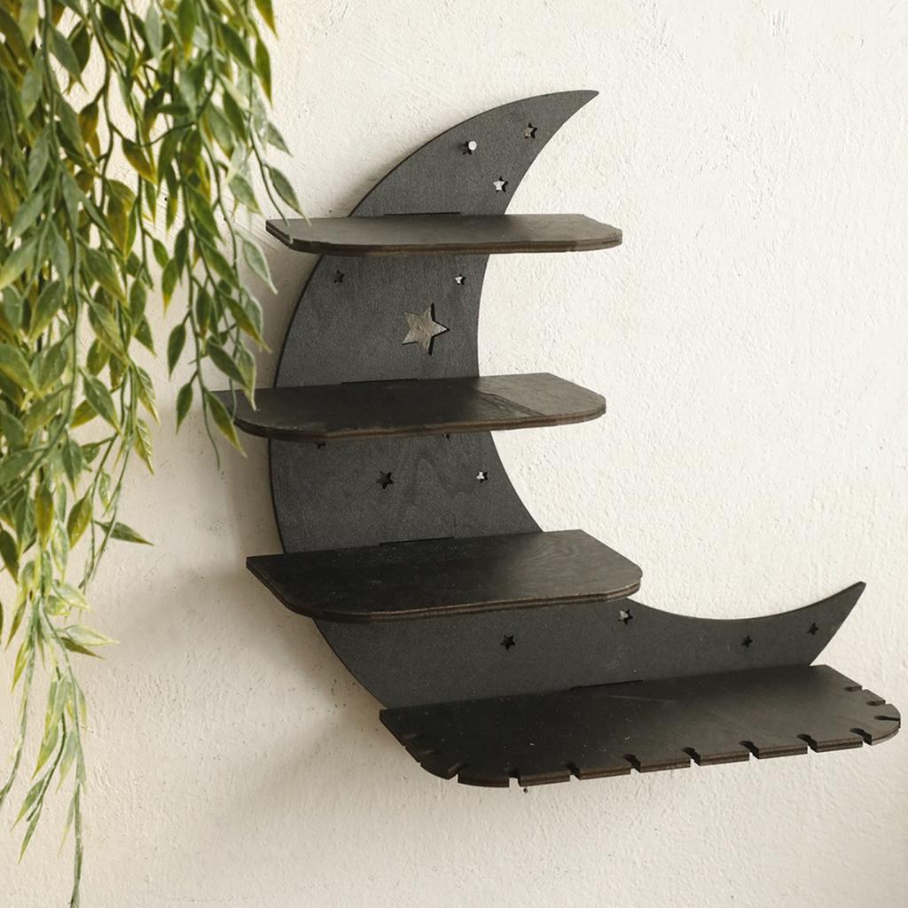 Дисплейная полка Полумесяц Стеллаж Украшения Хрустальная полка Настенное крепление Основные принадлежности Полка для хранения Хрустальная настенная полка Дисплей Стенд Подвесной настенный деревянный