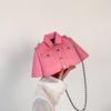 Trendy Pu Square Shape Shoulder Bag With Chain Strap Clothing Appearance Design For Daily Fashion
