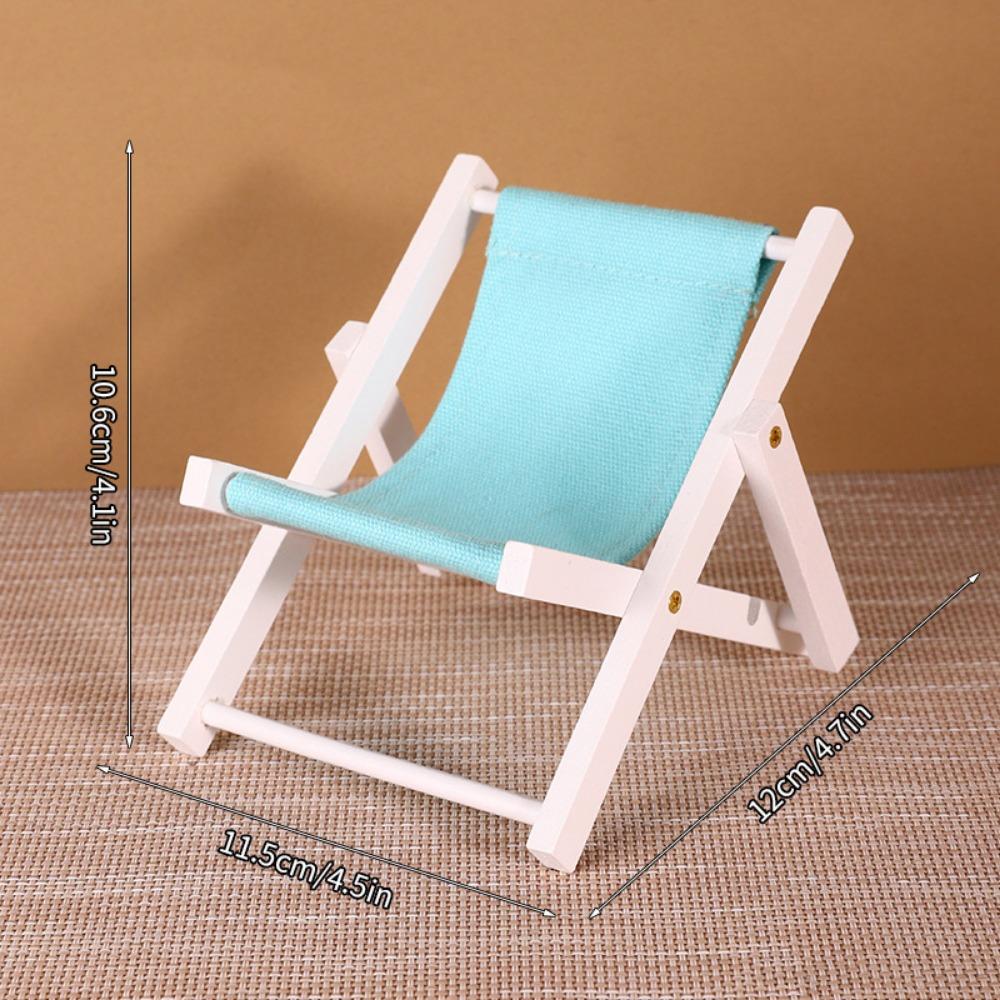 Multicolors Foldable Beach Chair Model Wooden Outdoor Casual Reclining Chair For 10cm Cotton Doll