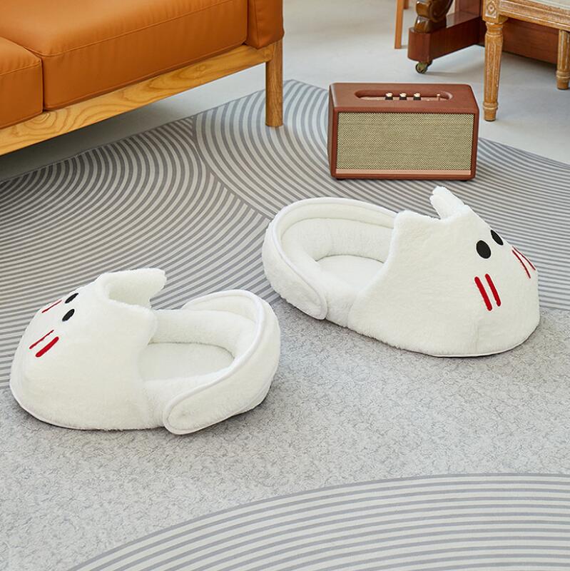 Зимняя теплая тапочковая лежанка для кошек, уютный плюшевый домик для питомцев для домашних кошек, мягкий удобный коврик для питомцев с нескользящим дном