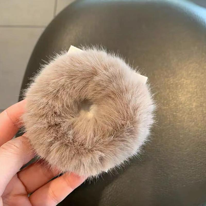 Girls Mink Fur Ponytail Holder Elastic Plush Hair Ring Faux Rabbit Fur Scrunchies Hair Rope Elastic