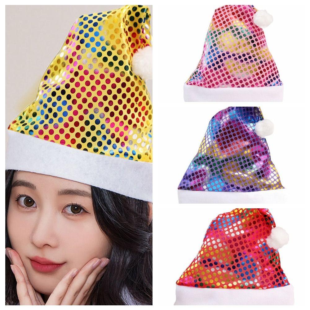 Printed Beads Christmas Hat Merry Christmas Decoration Plush Beanie Santa Claus Hat  Winter/Autumn