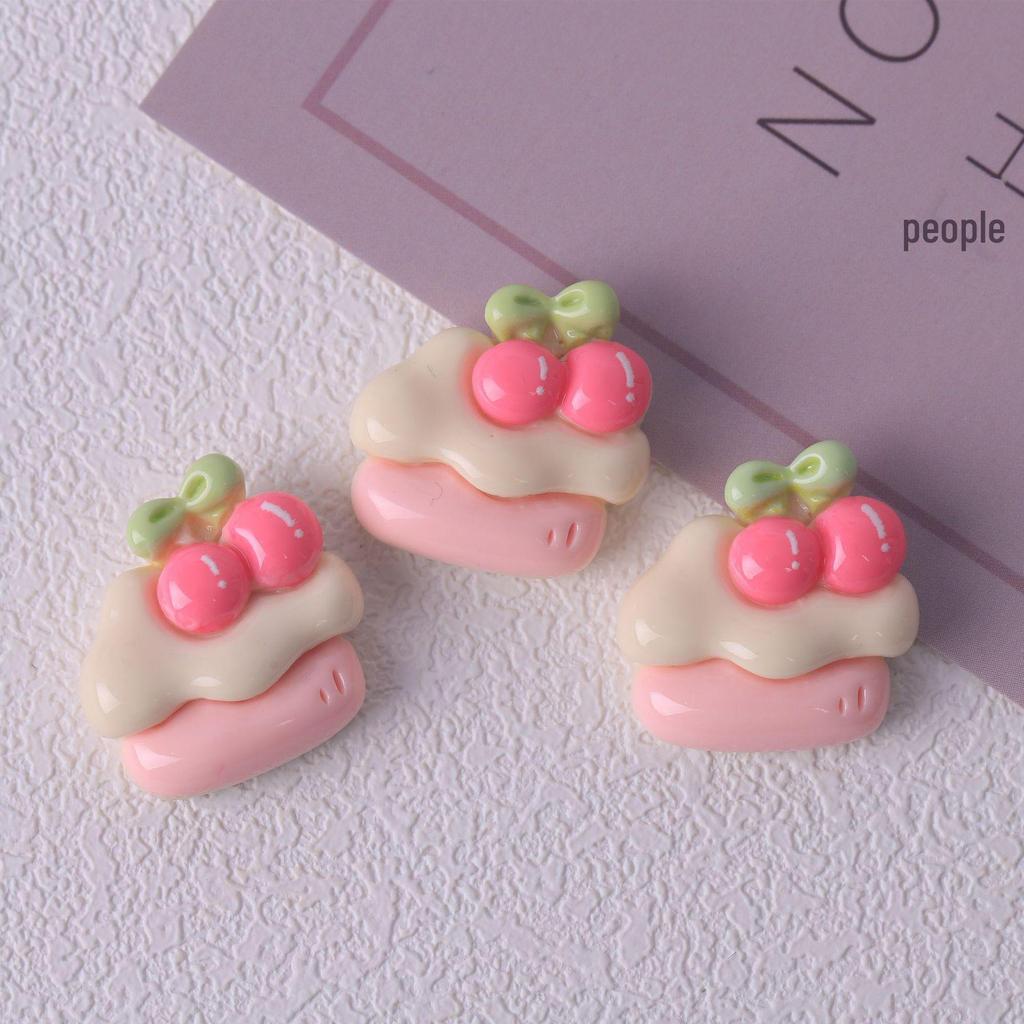 Симпатичные аксессуары из смолы для самодельных украшений: Мультяшная еда, вишневый торт, кремовый клей, заплатки и материалы для пенала