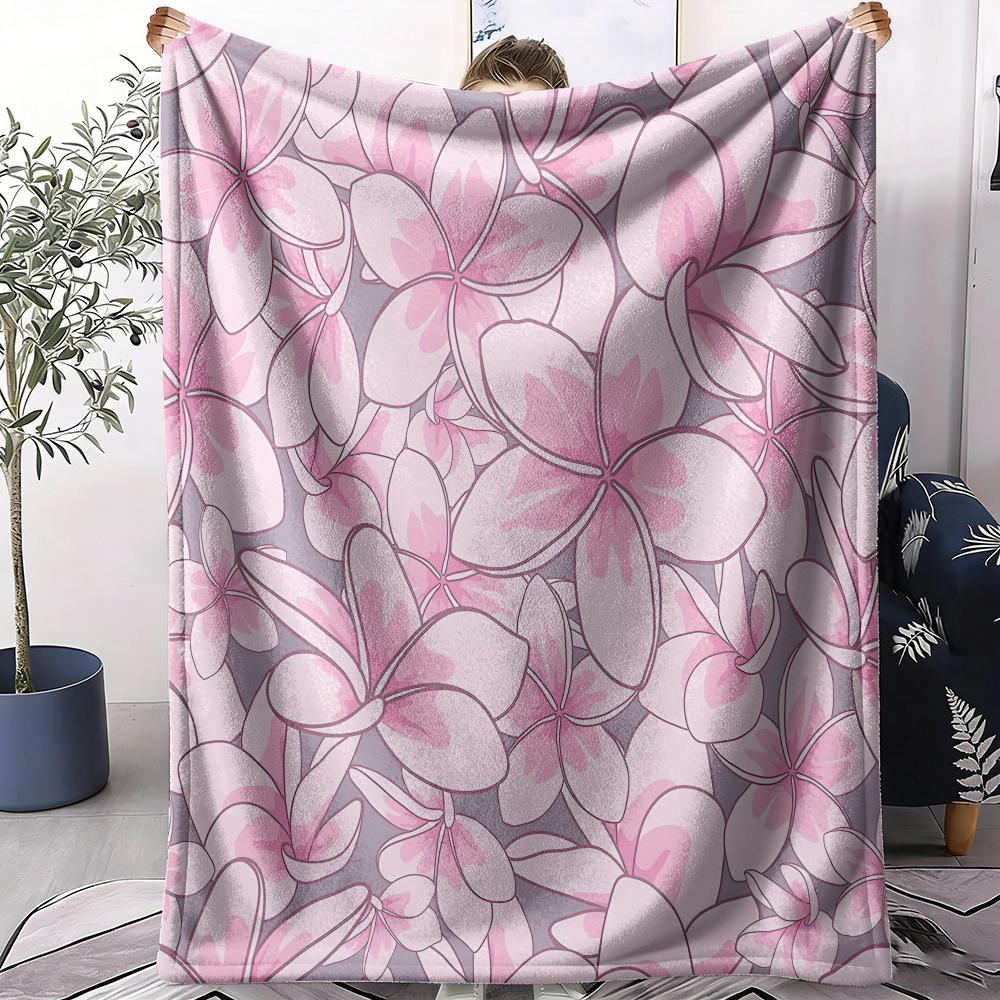 Plumeria Throw Soft Flannel AC Blanket Lightweight Summer Nap Throw Cozy Blanket for Sofa Bed Travel Home