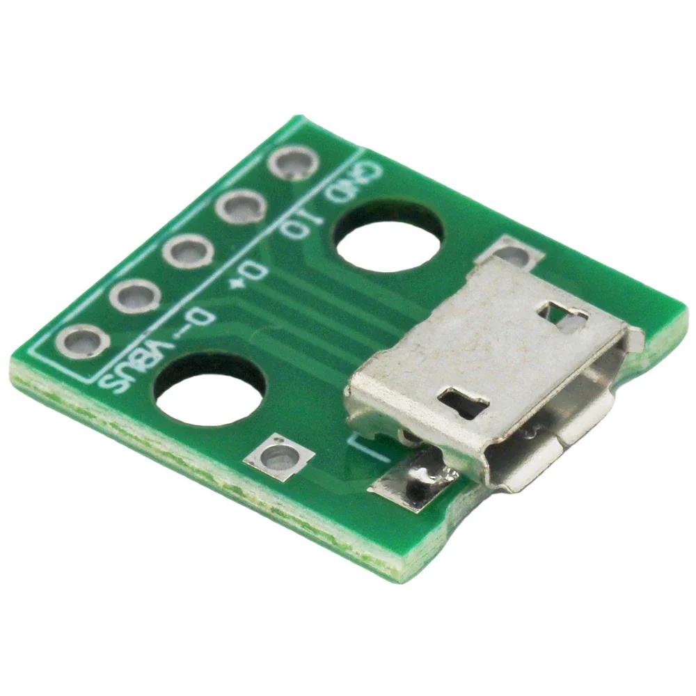 1 шт. Адаптер MICRO USB на DIP 5-контактный разъем мама Тип B Преобразователь для печатной платы Pinboard 2.54 Макетная плата Плата переключателей SMT Мама-разъем
