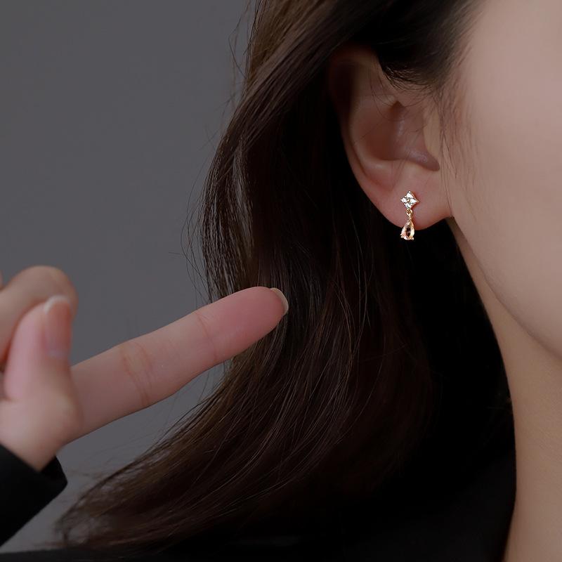Summer Delicate Drop Earrings Tiny Micro Set Zircon Jewelry Lightweight Elegant Women Earrings