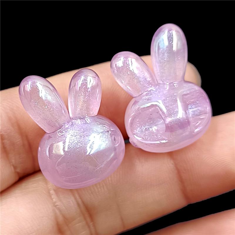 Бусины с УФ-покрытием в виде головы кролика, 5 шт., креативный бисерный материал, отверстие сзади, тонкая вспышка, браслет, ожерелье, ювелирные изделия, аксессуары, бусины